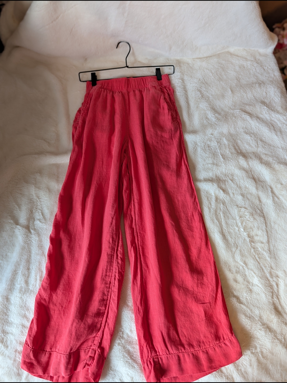 Women’s Wide-Leg Linen Pants - Coral Pink